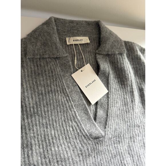 $128 New Everlane The Oversized Polo in Alpaca - Heather Grey Small - Picture 12 of 15